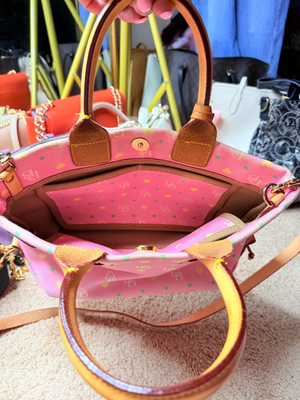 Dooney & Bourke Pink Satchel with Tan Details - Picture 16 of 16